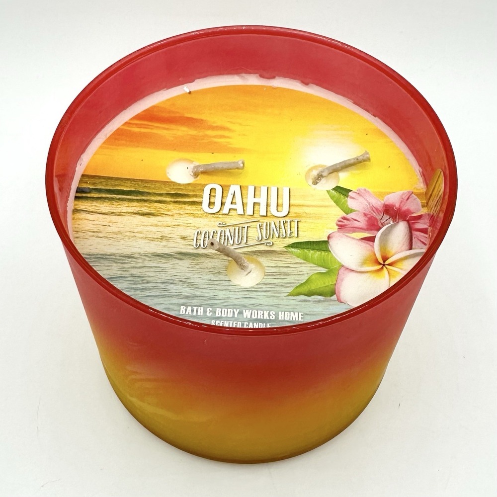 Bath & Body Works Oahu Coconut Sunset 14.5 Oz 3 Wick Candle NEW Rare
